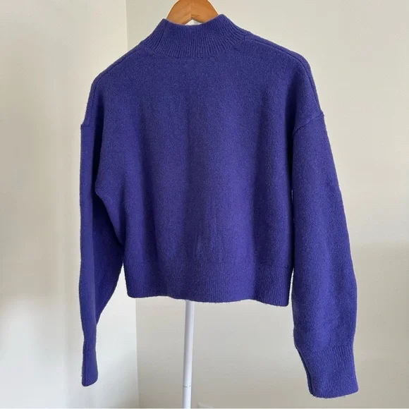 & Other Stories Blue Oversized Mock Neck Sweater, 8% Wool, Size XS - Picture 4 of 15